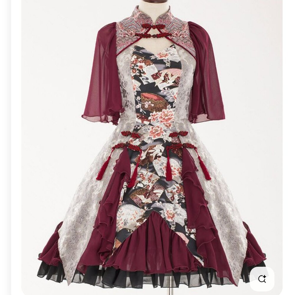 NWOT Quaint Lass Wonderland of the Cranes- Qi Lolita OP Dress XS